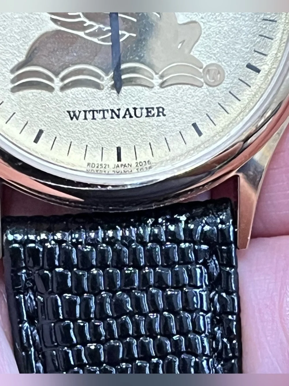 Vintage Wittnauer Pegasus watch gold-tone case leather band unisex